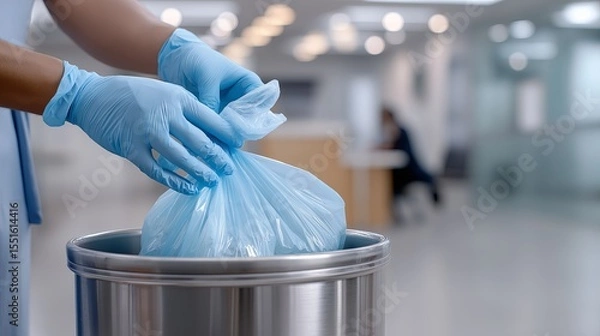 Fototapeta Proper disposal of waste in an office environment during the daytime