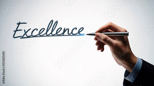 Fototapeta Concept of Excellence in Business Shown by Man’s Hand Writing in Midair