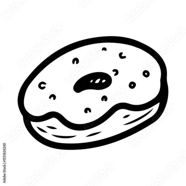 Fototapeta Donut with glaze. Hand drawn doodle vector. Pastry with cream. Tasty food. Sweet dessert. Bakery. Illustration line art element.