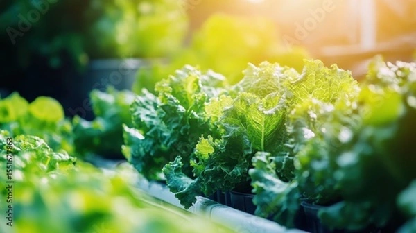 Fototapeta Futuristic Hydroponic Farm Utilizing AI and Robotics Technology