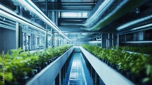 Fototapeta Advanced Technology Wastewater Treatment Plant Utilizing Artificial Intelligence