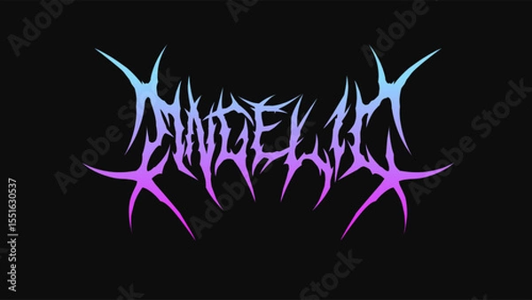 Fototapeta Angelic tribal typography vector in a striking and intense dark metal font style for t-shirt print apparel, sticker, poster, logo and more
