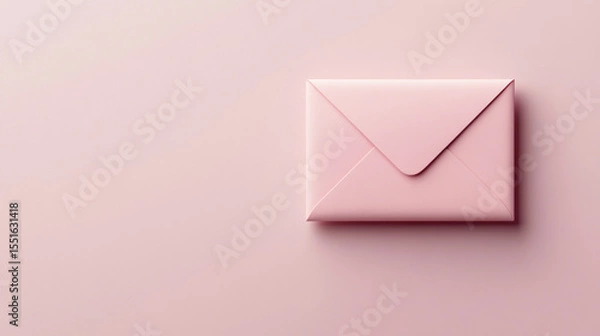Obraz A pink envelope on a pastel pink background