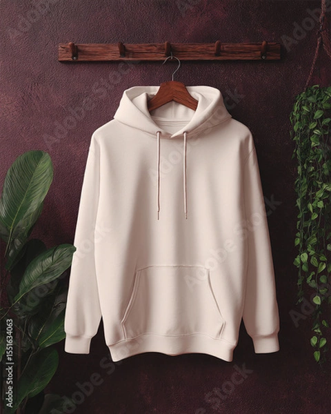 Obraz White Hoodie Mockup Against Dark Purple Background