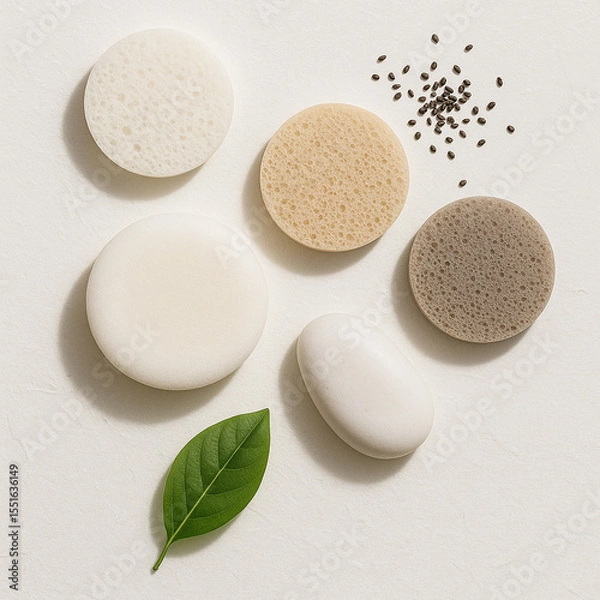 Obraz Makeup Removal Routine with Reusable Cotton Rounds on Soft Neutral Background