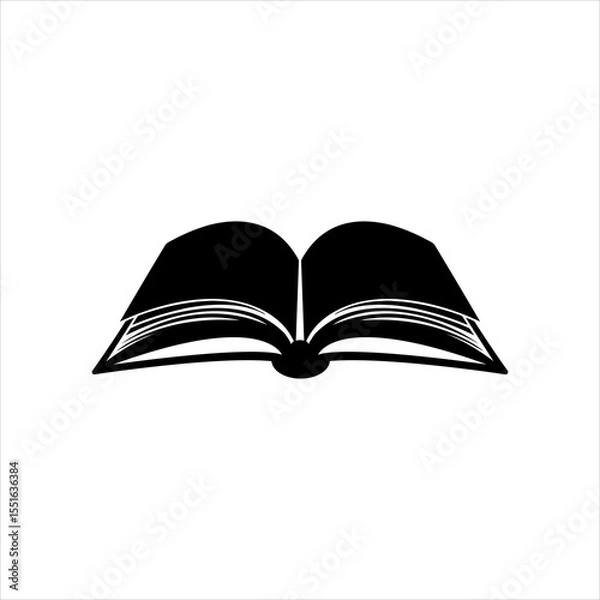 Fototapeta Open Book Silhouette Vector in Monochrome Style.