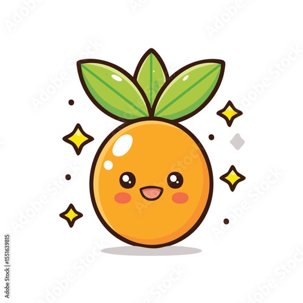 Fototapeta Minimal flat vector of a cute Sea buckthorn with bold black outline happy expression