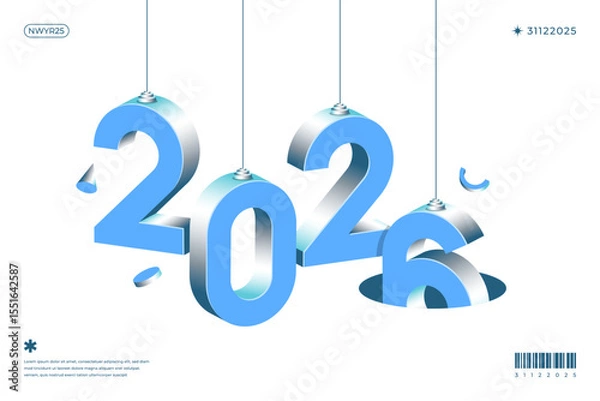 Fototapeta A vibrant and modern design showcasing the year 2026 in a dynamic color combinations
