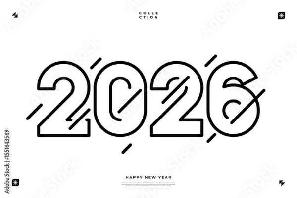 Fototapeta A vibrant and modern design showcasing the year 2026 in a dynamic color combinations