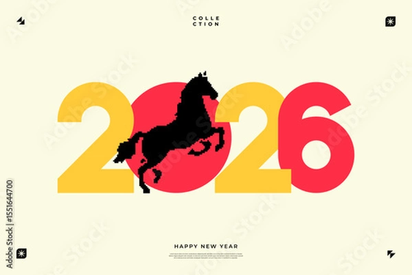 Fototapeta A vibrant and modern design showcasing the year 2026 in a dynamic color combinations