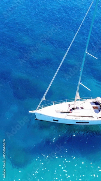 Fototapeta Sailing on Clear Blue Waters Captures the Essence of Summer Relaxation in a Picturesque Coastal Location