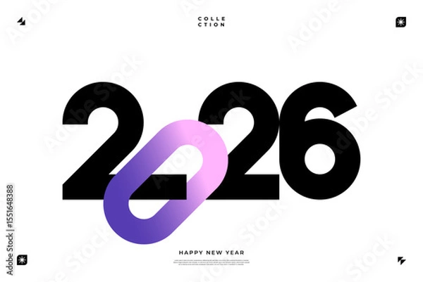 Fototapeta A vibrant and modern design showcasing the year 2026 in a dynamic color combinations