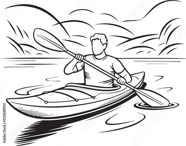 Obraz Kayaking Line Icon | Black & White Adventure Vector