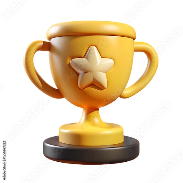Fototapeta Shiny Golden Trophy with Star Emblem on Transparent Background This rendering golden trophy star emblem The trophy sits dark base The transparent background makes easy