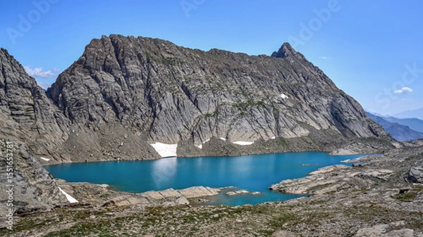 Obraz Panoramic view of Lake Marbore in the Pyrenees. In the Ordesa and Monte Perdido Natural Park, Huesca, Aragon, Spain.