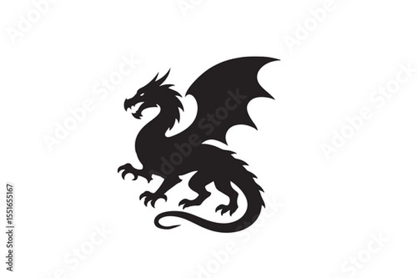 Obraz Mandala Dragon silhouette on white background.01