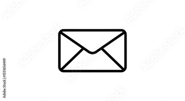 Obraz Minimal Envelope Icon – Black and White Vector Illustration for Print, Web, and Apps