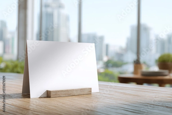 Fototapeta Table Tent Mockups Blank blur background
