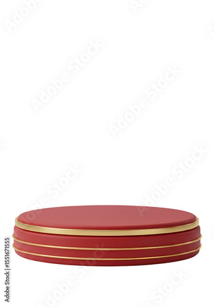 Obraz 3d Render Red And Gold Podium With Transparent Background Isolated