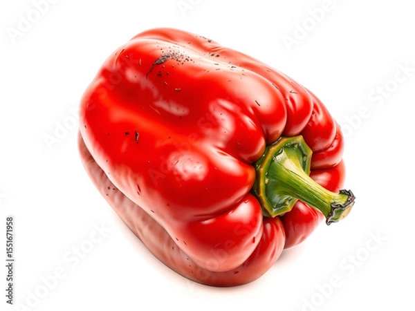 Fototapeta Fresh red bell pepper isolated on white background, perfect for food, culinary, and healthy lifestyle concepts. Generative AI