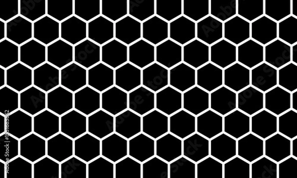 Fototapeta Honeycomb line art background. hexagon black and white pattern. abstract hexagonal cell.