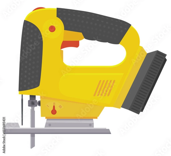 Fototapeta Yellow jigsaw side view in flat design style (cut out)