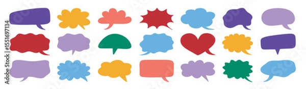 Obraz colorful communication speech bubbles silhouette set speech bubble doodle funny collection