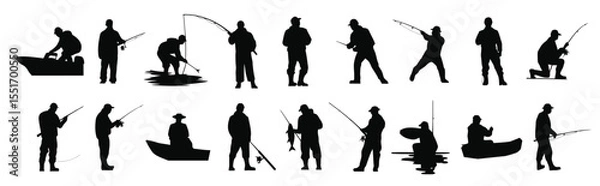 Fototapeta collection set different kind fishermans icons symbol silhouette vector design