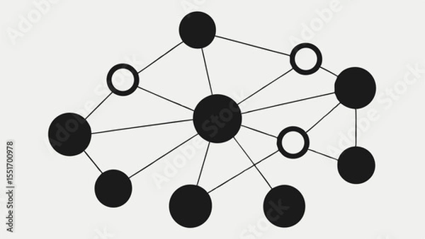 Fototapeta Minimalist network illustration with interconnected nodes on a neutral background