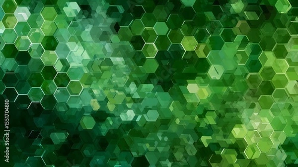 Fototapeta Green Hexagonal Abstract Tech Background