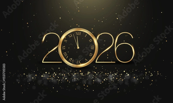 Obraz 2026 Happy New Year Clock Countdown Background Design.