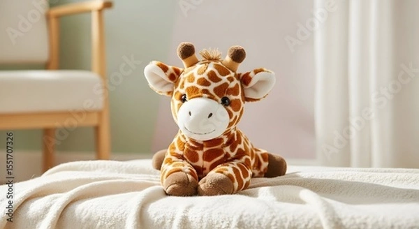 Obraz Stuffed Giraffe On Blanket