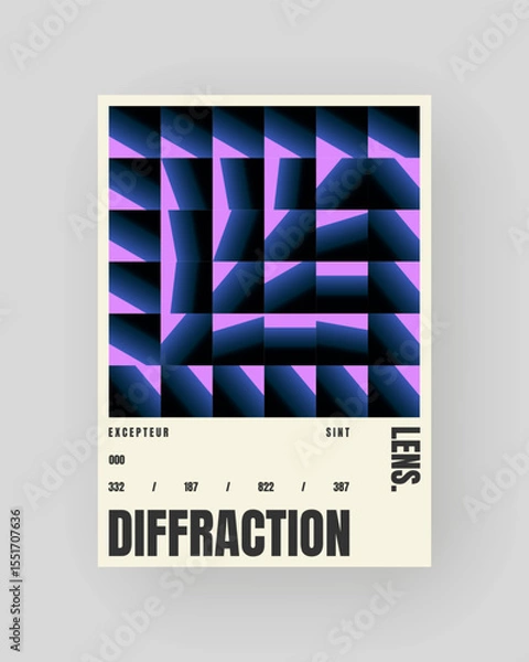 Obraz Retro-futuristic and abstract poster design. Geometric glass refraction and distortion gradient