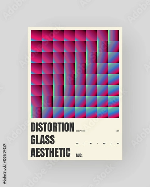 Obraz Retro-futuristic and abstract poster design. Geometric glass refraction and distortion gradient