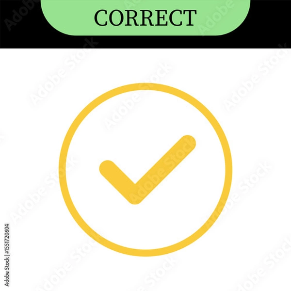 Fototapeta Checkmark or tick mark on speech bubble as a symbol of accept, agree or approval. Icon for app, website and UI. Colorful set of icons, vector illustration