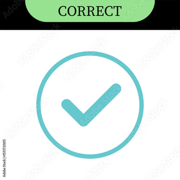 Fototapeta Checkmark or tick mark on speech bubble as a symbol of accept, agree or approval. Icon for app, website and UI. Colorful set of icons, vector illustration
