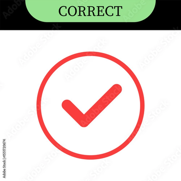 Fototapeta Checkmark or tick mark on speech bubble as a symbol of accept, agree or approval. Icon for app, website and UI. Colorful set of icons, vector illustration
