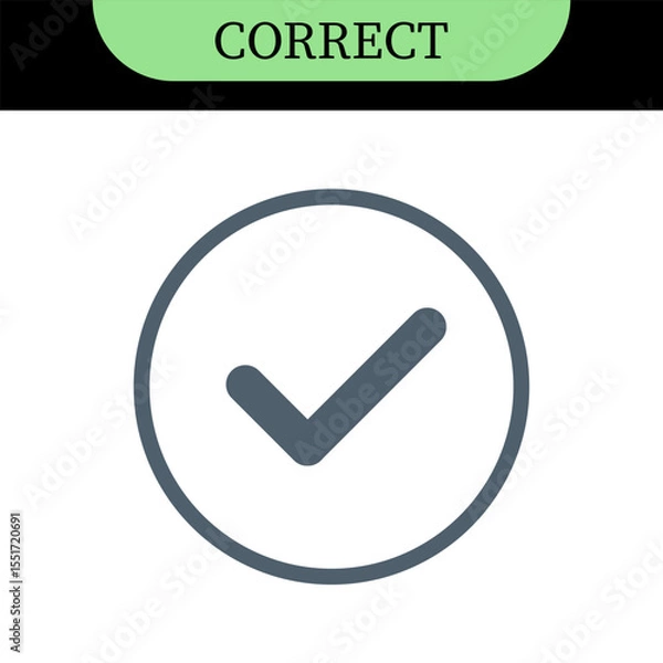 Fototapeta Checkmark or tick mark on speech bubble as a symbol of accept, agree or approval. Icon for app, website and UI. Colorful set of icons, vector illustration