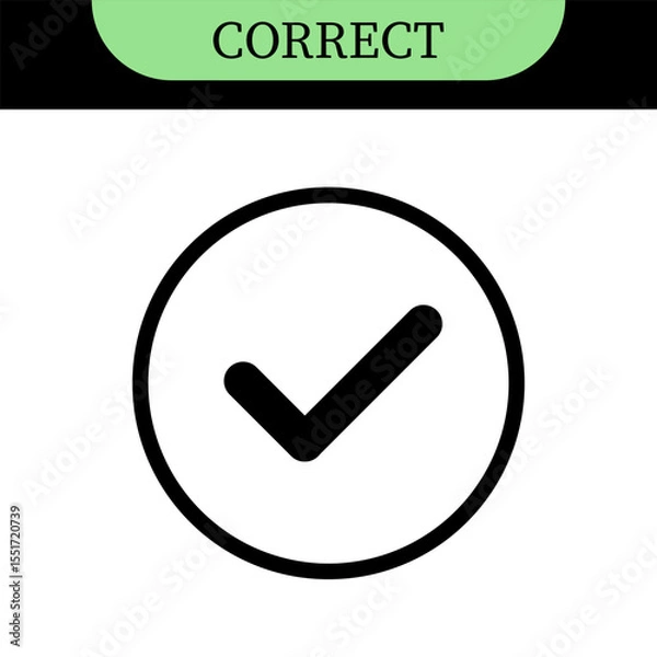 Fototapeta Checkmark or tick mark on speech bubble as a symbol of accept, agree or approval. Icon for app, website and UI. Colorful set of icons, vector illustration