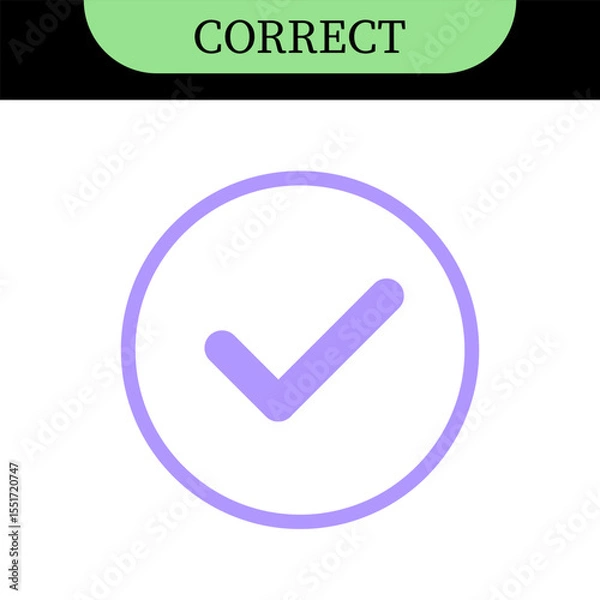 Fototapeta Checkmark or tick mark on speech bubble as a symbol of accept, agree or approval. Icon for app, website and UI. Colorful set of icons, vector illustration