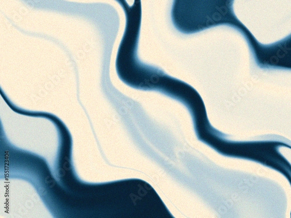 Fototapeta Abstract Fluid Art Elegant Swirls of Blue and Cream Hues, Digitally Created Liquid Marble Texture, Seamless Pattern for Design Projects
