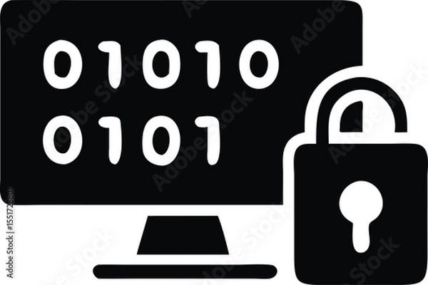 Fototapeta Computer security binary code and padlock icon