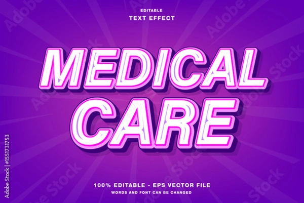 Fototapeta Medical Care 3D Editable Text Effect Template Style Premium