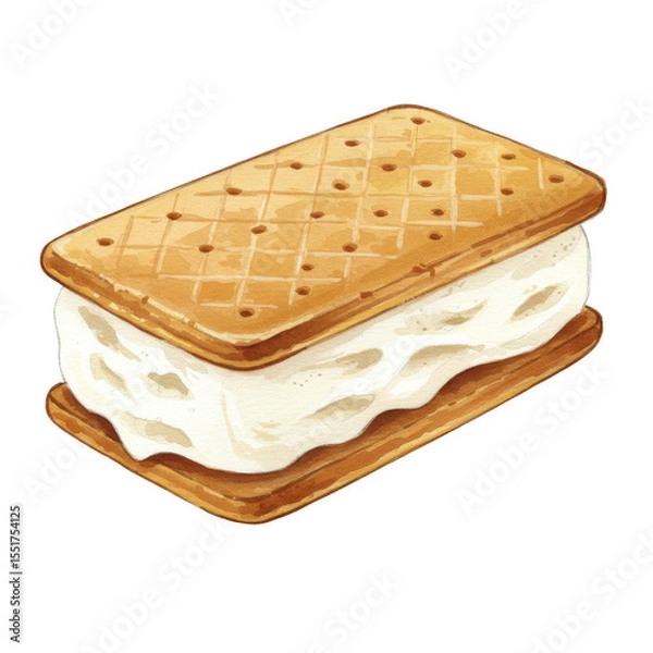 Obraz Illustration Smores with Graham Cracker and Marshmallow Sandwich Dessert