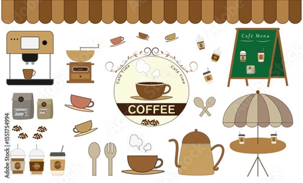 Fototapeta コーヒー・カフェ　イラスト