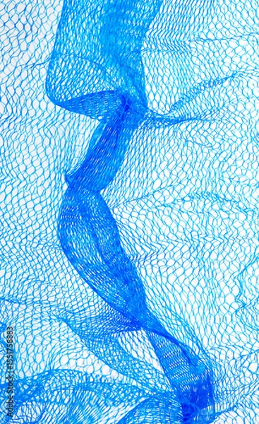 Fototapeta Stretched out blue netting background