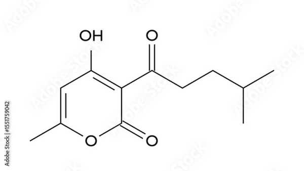 Fototapeta pogostone molecule, structural chemical formula, ball-and-stick model, isolated image antifungal