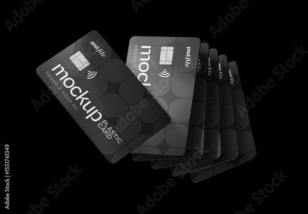 Obraz Stacked Credit Cards Mockup