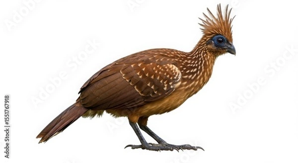 Fototapeta A hoatzin bird, also known as the stinkbird, with a distinctive crest and blue face, showcasing unique avian features and wild nature.