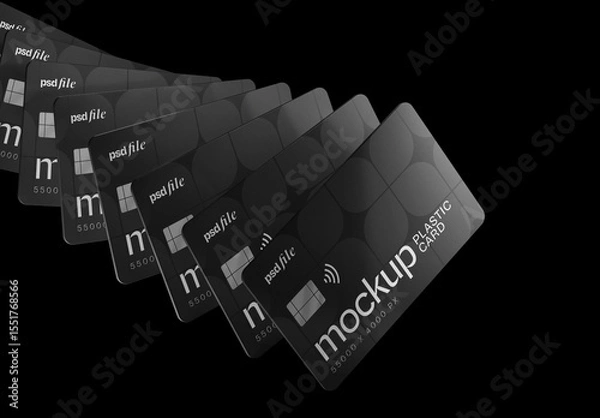 Obraz Stacked Credit Cards Mockup